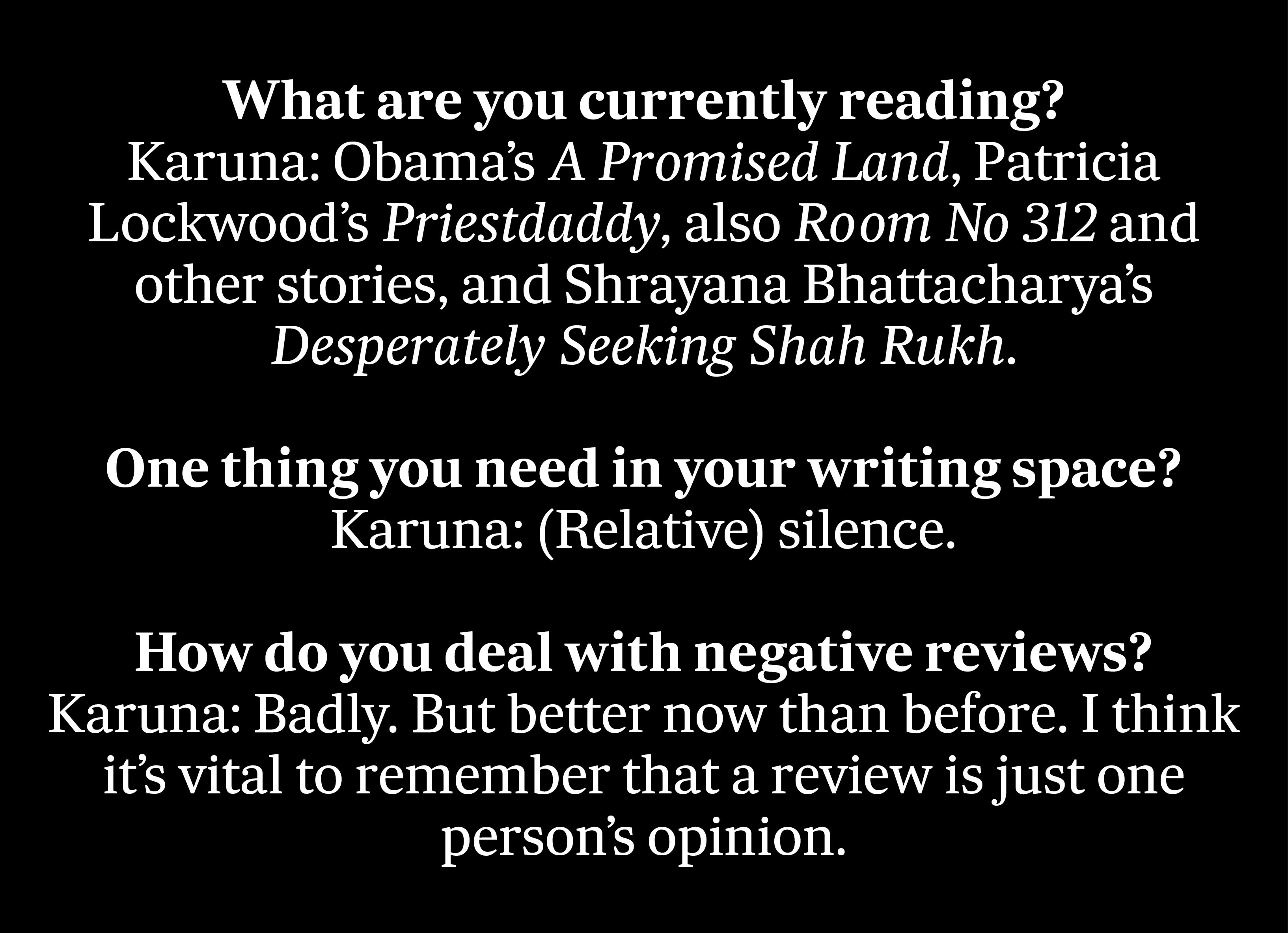 Quick questions with Karuna