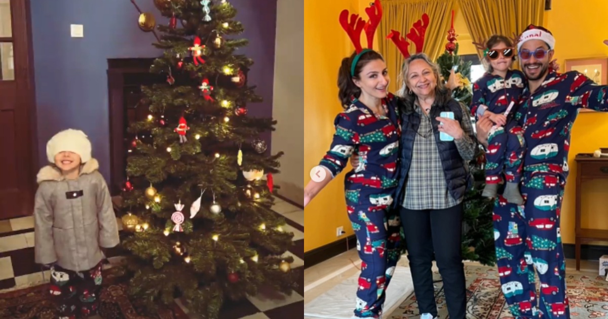 Inaaya, Soha Ali Khan and Kunal Kemmu celebrate Christmas with Sharmila Tagore.