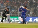India's Venkatesh Iyer watches the ball after playing a shot during the third Twenty20 cricket match between India and New Zealand in Kolkata, India, Sunday, Nov. 21, 2021.(AP) India's Venkatesh Iyer watches the ball after playing a shot during the third Twenty20 cricket match between India and New Zealand in Kolkata, India, Sunday, Nov. 21, 2021.(AP)