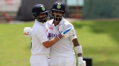 India's KL Rahul celebrates reaching his century with India's Virat Kohli&nbsp; (REUTERS)