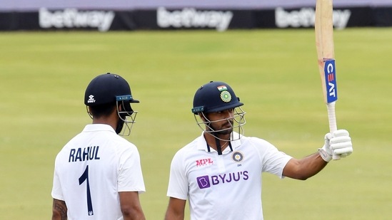 India's Mayank Agarwal celebrates his half century on the the first day of the first Test cricket match between South Africa and India, at SuperSport Park in Centurion on Sunday.(ANI)