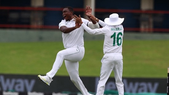 Cricket - First Test - South Africa v India - SuperSport Park Cricket Stadium, Pretoria, South Africa - December 26, 2021 South Africa's Lungi Ngidi celebrates after taking the wicket of India's Cheteshwar Pujara REUTERS/Sumaya Hisham(REUTERS)