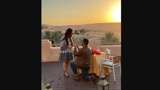 The image shows a proposal pic of Shanelle Irani that Smriti Irani posted on Instagram. (Instagram/@smritiiraniofficial)