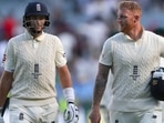 England's not out batsmen Joe Root, left, and Ben Stokes leave the field at stumps on the second day of their cricket test match against Australia in Melbourne, Australia. England's not out batsmen Joe Root, left, and Ben Stokes leave the field at stumps on the second day of their cricket test match against Australia in Melbourne, Australia.