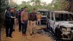 Mon: Charred remains of vehicles of security personnel after the vehicles were put on fire by some miscreants over the death of 13 people, who were allegedly killed by Armed Forces, in Mon district, on Dec 5, 2021 (PTI File Photo)