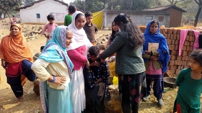 A healthcare worker inoculating a beneficiary with a dose of the Covid-19 vaccine during a door to door vaccination campaign. (Somnath Sen) A healthcare worker inoculating a beneficiary with a dose of the Covid-19 vaccine during a door to door vaccination campaign. (Somnath Sen)