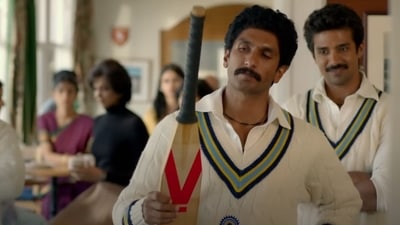 Ranveer Singh in a still from 83. Ranveer Singh in a still from 83. 