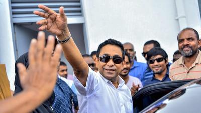 A photo taken on November 28, 2019 shows Maldives' former president Abdulla Yameen arriving at a criminal court for his trial in Male. (AFP) A photo taken on November 28, 2019 shows Maldives' former president Abdulla Yameen arriving at a criminal court for his trial in Male. (AFP)