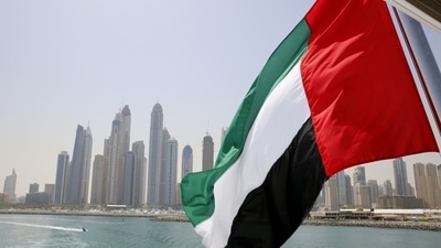 UAE flag flies over a boat at Dubai Marina, Dubai, United Arab Emirates.&nbsp; (REUTERS)
