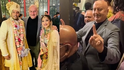 Anupam Kher at his niece's wedding. Anupam Kher at his niece's wedding. 