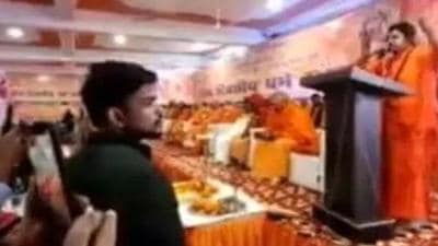 Screengrab from videos of 3-day Dharma Sansad which are now viral on social media. Screengrab from videos of 3-day Dharma Sansad which are now viral on social media.