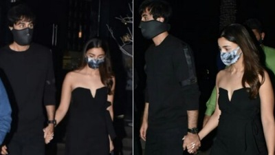 Alia Bhatt and Ranbir Kapoor leave a Mumbai restaurant, hand-in-hand. (Instagram)