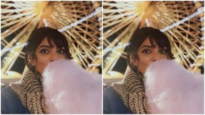 Sobhita took a bite of her candy floss as she posed for a close-up picture of herself. Look how her eyes lit up! (Instagram/@sobhitad)