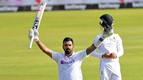 KL Rahul celebrates his century on Day 1 of the 1st Test between India and South Africa at SuperSport Park in Centurion on Sunday.&nbsp;(ANI)