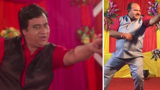 Manu Rishi Chadha (L) in a still from Aapke Aa Jane Se and (R) the original dancing uncle Sanjeev Shrivastava. Manu Rishi Chadha (L) in a still from Aapke Aa Jane Se and (R) the original dancing uncle Sanjeev Shrivastava.