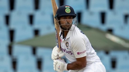 India's Mayank Agarwal during the Test Cricket match between South Africa India at Centurion Park in Pretoria, South Africa, Sunday, Dec. 26, 2021(AP)