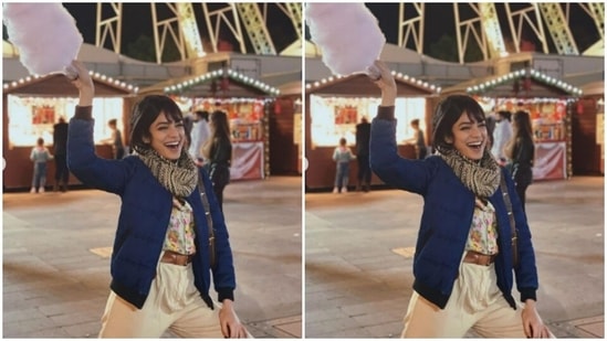 In a floral white shirt and an ivory white pair of trousers, Sobhita had the most fun in the fair ground.(Instagram/@sobhitad)