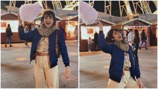 Sobhita Dhulipala is a child at heart – we have proof of it. The actor celebrated Christmas in the most adorable way – with a bite on her candy floss and in a fair ground with a giant Ferris wheel in the backdrop. The actor shared a slew of pictures from her recent winter venture and we are going aww at it.(Instagram/@sobhitad)