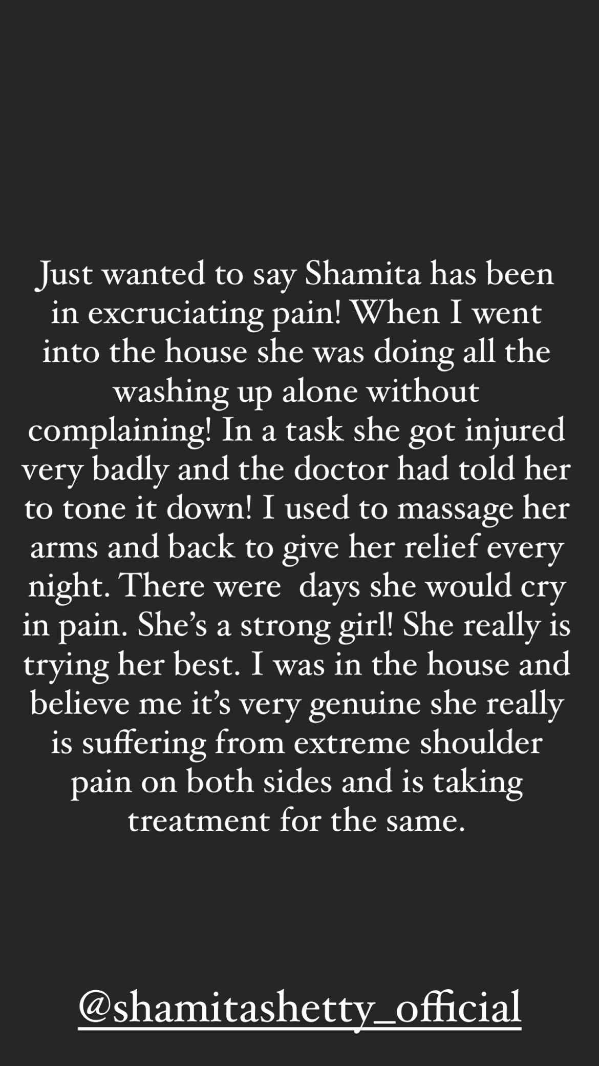 Rajiv Adatia's statement on Shamita Shetty's arm injury.(Instagram)