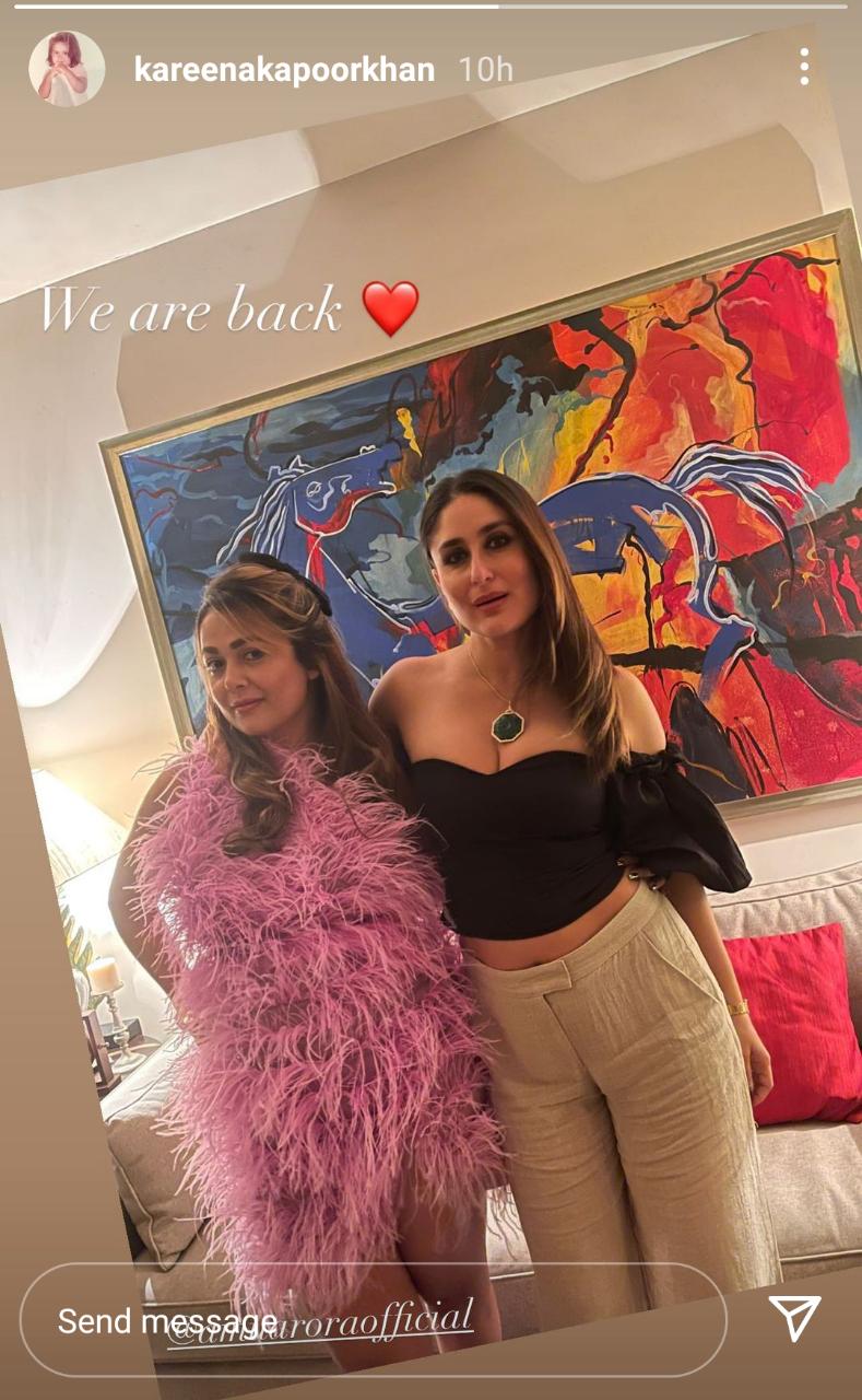 Kareena Kapoor and Amrita Arora stood next to each other. Kareena Kapoor and Amrita Arora stood next to each other.