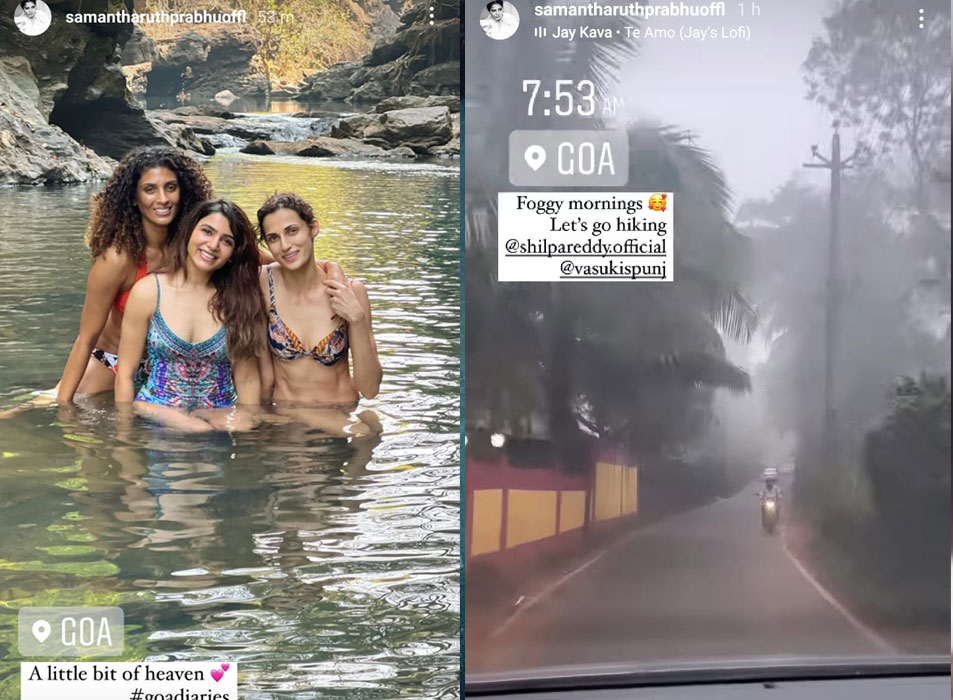 Samantha Ruth Prabhu has shared more glimpses of her Goa vacation on Instagram Stories.&nbsp;