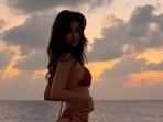 Disha Patani sets Maldives on fire in red string bikini after Yodha shoot wrap (Instagram/dishapatani) Disha Patani sets Maldives on fire in red string bikini after Yodha shoot wrap (Instagram/dishapatani)