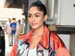 Mrunal Thakur poses for pictures during the promotion of her upcoming film Jersey in Mumbai. Mrunal Thakur poses for pictures during the promotion of her upcoming film Jersey in Mumbai.