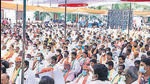 The Praja Agraha Sabha organised by BJP in Vijayawada, Andhra Pradesh against the YSRCP government on Tuesday. (ht photo) The Praja Agraha Sabha organised by BJP in Vijayawada, Andhra Pradesh against the YSRCP government on Tuesday. (ht photo)