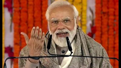 Prime Minister Narendra Modi addresses at the flagging off ceremony of the completed section of Kanpur Metro Rail Project, in Kanpur on Tuesday. (ANI Photo) Prime Minister Narendra Modi addresses at the flagging off ceremony of the completed section of Kanpur Metro Rail Project, in Kanpur on Tuesday. (ANI Photo)