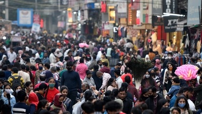 A crowded market in Delhi&nbsp;
