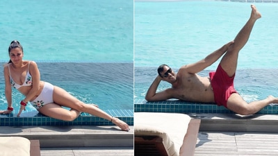 Shraddha Arya and Rahul Nagal in Maldives. (Instagram) Shraddha Arya and Rahul Nagal in Maldives. (Instagram)