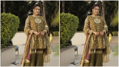 Styled by fashion stylist Priyanka Yadav, Swara wore her tresses in a clean ponytail with locks. (Instagram/@reallyswara)