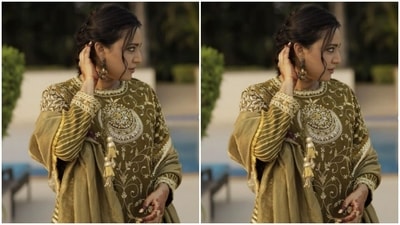 Swara accessorised her mehendi look with golden jhumkas and silver rings from the house of Apala by Sumit. (Instagram/@reallyswara)