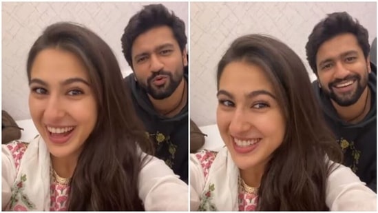 Sara Ali Khan and Vicky Kaushal were seen together for their shoot.