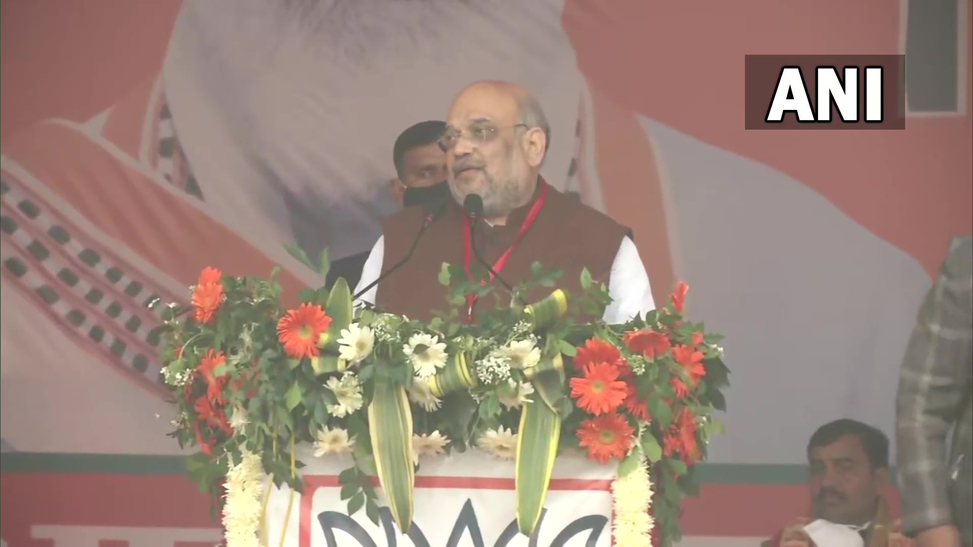 Union minister Amit Shah addresses a rally in Hardoi on Tuesday. (ANI)