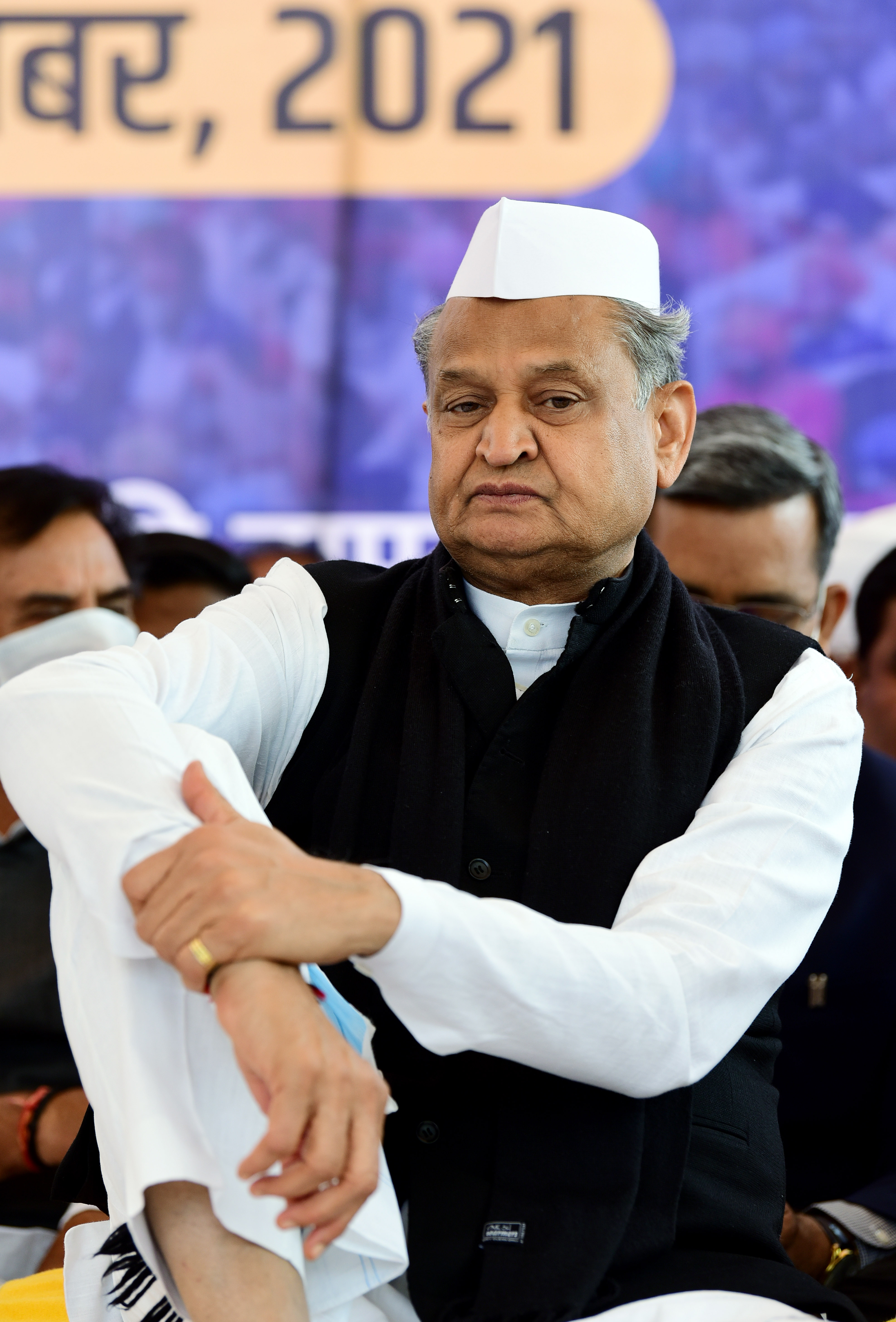Rajasthan chief minister Ashok Gehlot said those who talk of Congress free India will themselves become “free”. (ANI Photo) (Ashok Sharma) Rajasthan chief minister Ashok Gehlot said those who talk of Congress free India will themselves become “free”. (ANI Photo) (Ashok Sharma)