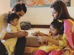 Shahid Kapoor and Mira Rajput with their children, Misha and Zain.