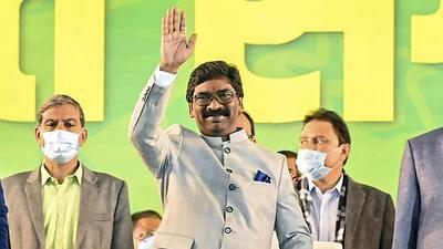 Jharkhand Chief Minister Hemant Soren during inauguration of a state-level function organised at Morhabadi Maidan on the occasion of second anniversary of the government, in Ranchi on Wednesday. (PTI) Jharkhand Chief Minister Hemant Soren during inauguration of a state-level function organised at Morhabadi Maidan on the occasion of second anniversary of the government, in Ranchi on Wednesday. (PTI)