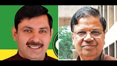 Newly-inducted Haryana cabinet ministers Devender Singh Babli and Kamal Gupta. (HT File)