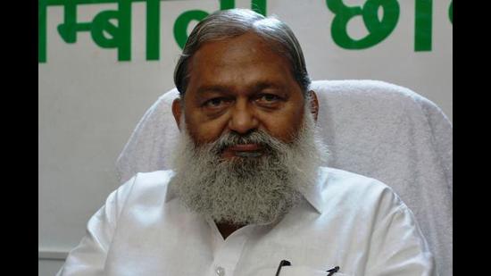 As on Wednesday, Haryana minister Anil Vij holds the portfolios of home, health, medical education and research, Ayush, technical education, and science and technology. (HT File)