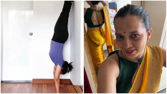 Rujuta Diwekar demonstrates yoga benefits 'can't be counted on weighing scales'(Instagram/@rujuta.diwekar)