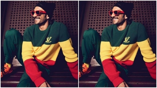 Ranveer Singh cuts a perfect winter look in a multicolour sweater