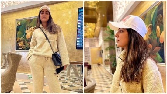 Hina Khan is off to her year-end trip – but not without stunning fashion statements up her sleeve. The actor is an absolute fashionista and she can do both with equal poise – sassy Western outfits and festive traditional attires. A day back, Hina shared a slew of pictures on her Instagram profile and gave us a sneak peek of her airport fashion and we are smitten.(Instagram/@realhinakhan)