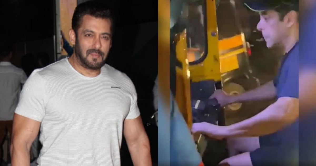 Salman Khan drives an auto in Panvel. Salman Khan drives an auto in Panvel. 