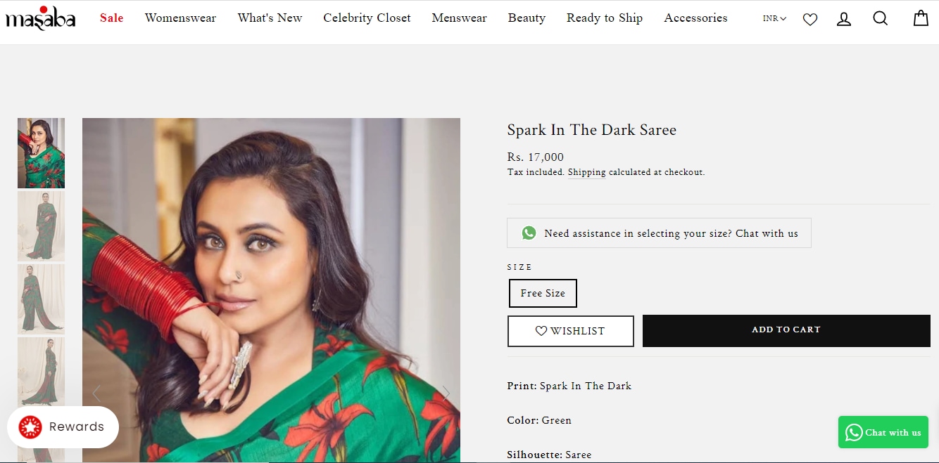 Rani Mukerji's saree from house of Masaba&nbsp; (houseofmasaba.com)