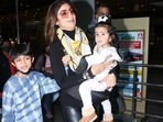 Shilpa Shetty with her children Viaan and Samisha. Shilpa Shetty with her children Viaan and Samisha.