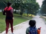 Gul Panag had a company for her morning run. Guess who?