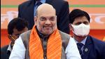 Union home minister Amit Shah at a public meeting, in Aligarh on Thursday. (ANI)