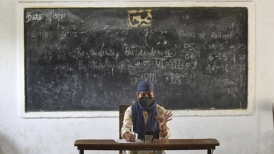 A teacher conducts an online class inside an empty classroom, in Sector 45, Noida, on July 6. Schools across the country remained closed for most of the year due to the Covid-19 pandemic. (Sunil Ghosh / HT Photo) A teacher conducts an online class inside an empty classroom, in Sector 45, Noida, on July 6. Schools across the country remained closed for most of the year due to the Covid-19 pandemic. (Sunil Ghosh / HT Photo)