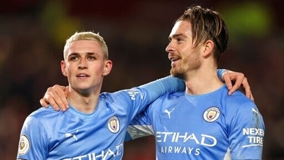 Phil Foden, left, and Manchester City's Jack Grealish embrace after the English Premier League soccer match between Brentford and Manchester City at the Brentford Community Stadium in London, Wednesday, Dec. 29, 2021 (AP) Phil Foden, left, and Manchester City's Jack Grealish embrace after the English Premier League soccer match between Brentford and Manchester City at the Brentford Community Stadium in London, Wednesday, Dec. 29, 2021 (AP)